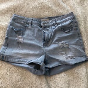 Pacsun Light Denim Super Stretch Shortie Shorts